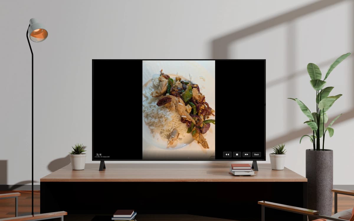 Photo slideshow rotating through Google Photos memories on Smart TV